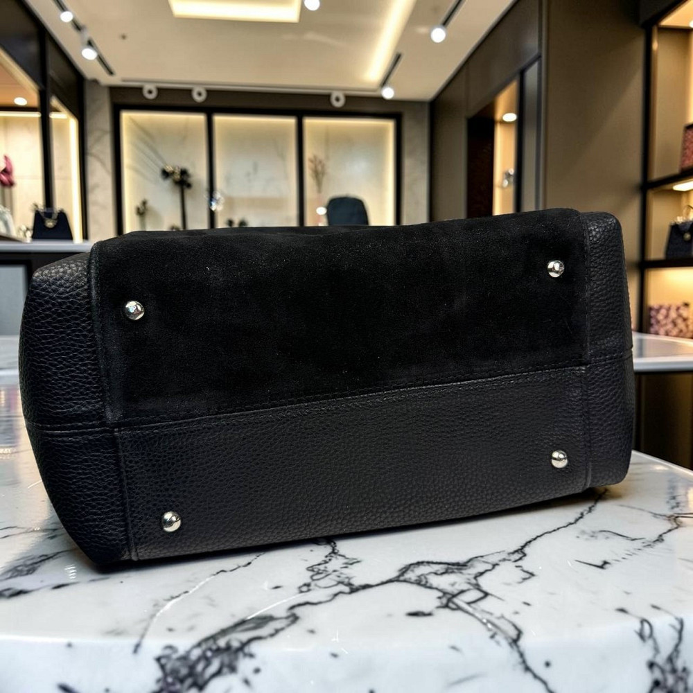 Жіноча замшева сумка стиль Прада, сумочка класична натуральна замша Prada чорна ( 186 ) Харьков - изображение 5