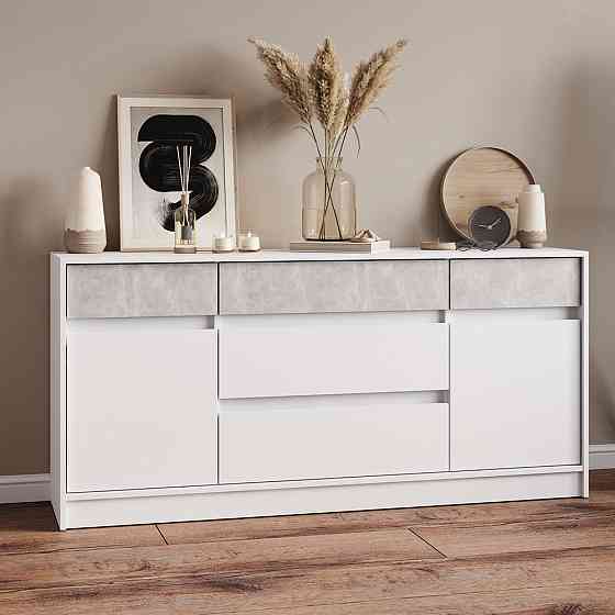 Большой комод с дверью и ящиками Эверест Стайл-1600 160,2х39х75,4 см Нимфея Альба (белый)/Бетон (DTM-071158) Львов