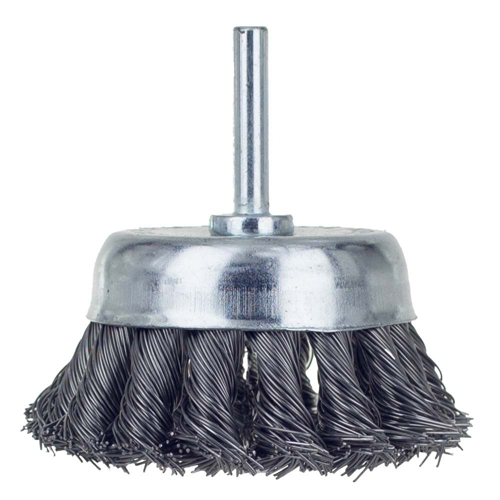 Щетка проволочная чашевидная Ø75мм хвостовик Ø6мм (стальная витая) SIGMA (9028071) Ровно - изображение 1