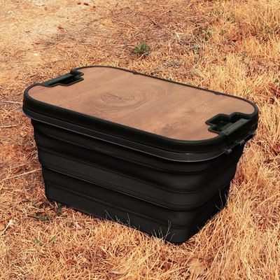 Складной контейнер для хранения, органайзер с крышкой-столиком, ящик для кемпинга, 56×37×29см, черный Каменец-Подольский - изображение 2