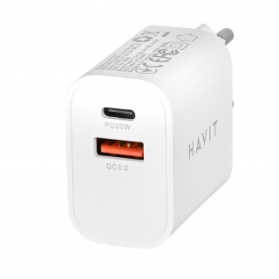 Зарядний пристрій мережевий USB/Type-C QC+PD 20W білий Havit HV-UCP007 Житомир