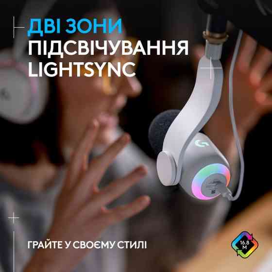 Мікрофон Logitech Yeti GX Dynamic RGB Gaming Mic with Lightsync Off White (988-000576) Білий Харків