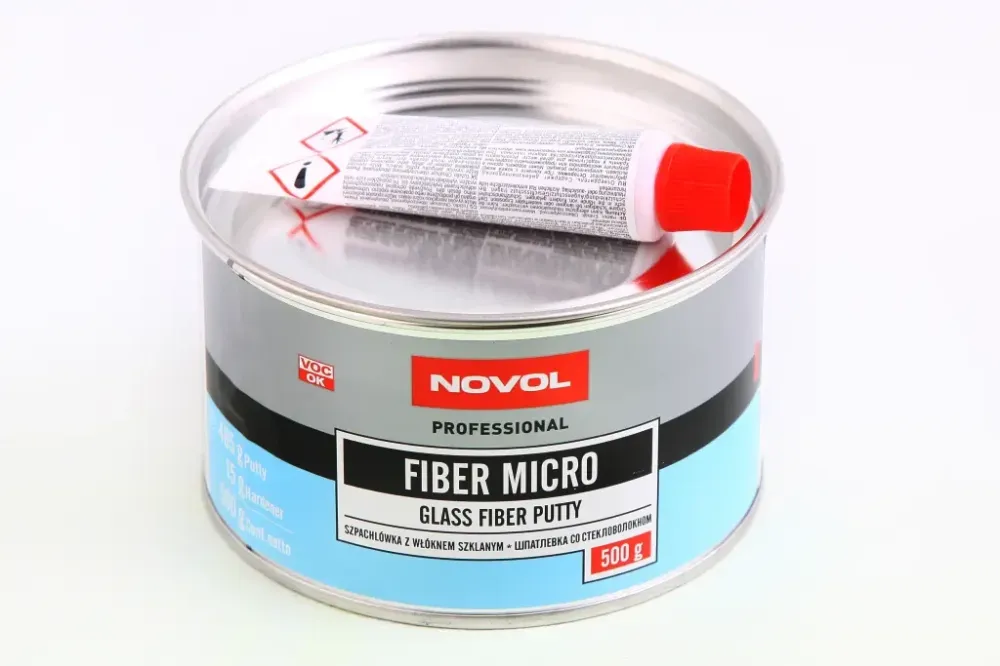 Шпатлевка со стекловолокном Novol Fiber Micro 0.50кг + отвердитель 0.015кг Винница - изображение 1