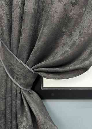 Комплект коротких штор VR-Textil Жаккард Sultan XO № 1558ш Темно-серый 130х170 см 2 шт (35-0350) Киев