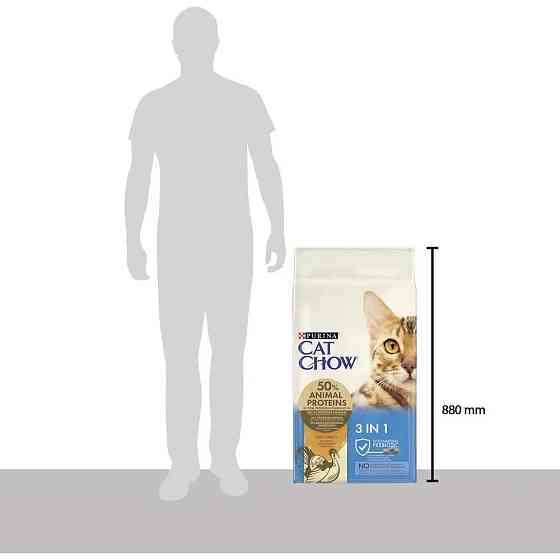 Сухий корм CAT CHOW Feline 3-in-1 для дорослих котів, з формулою потрійної дії, з куркою, 15 кг Київ