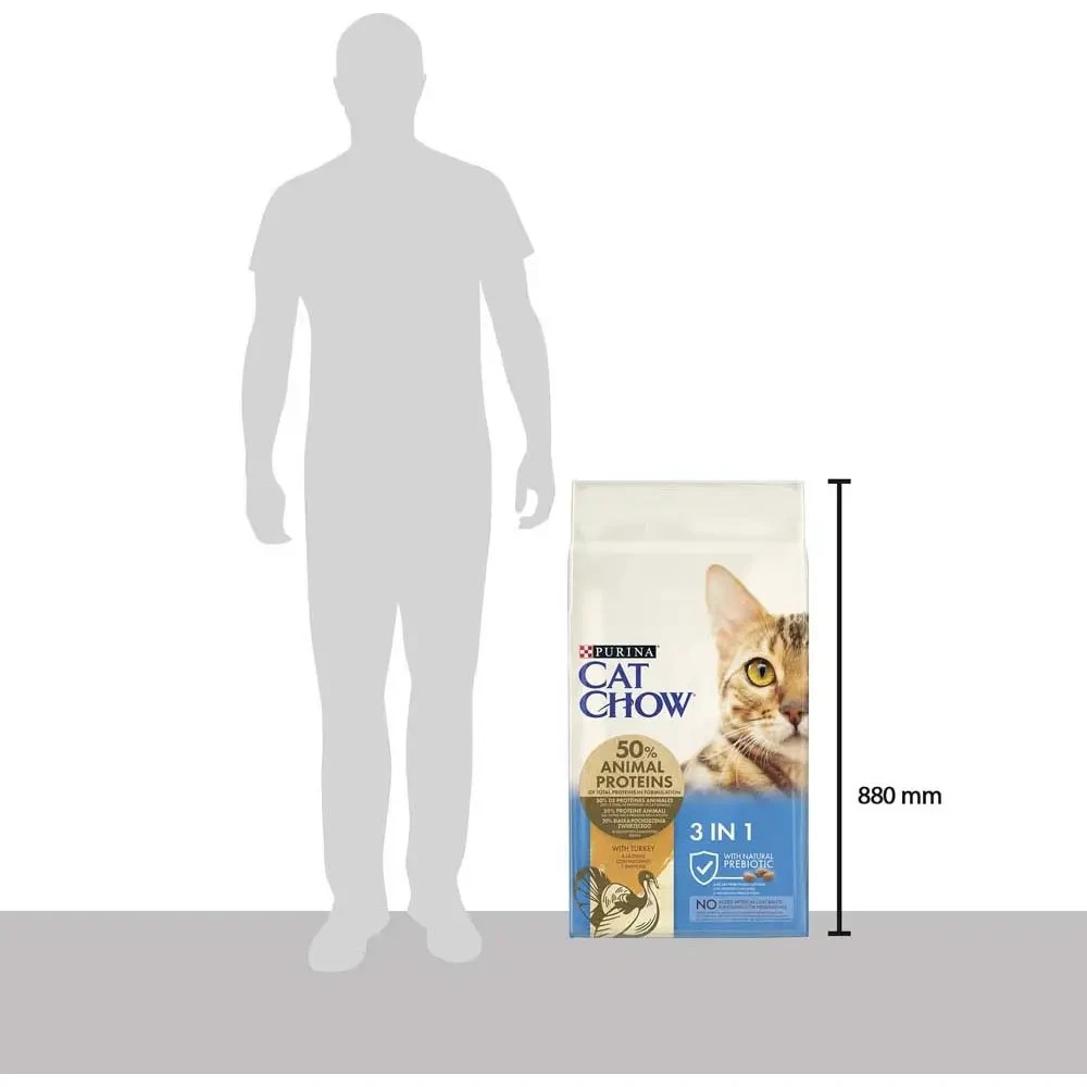 Сухий корм CAT CHOW Feline 3-in-1 для дорослих котів, з формулою потрійної дії, з куркою, 15 кг Київ - фото 3
