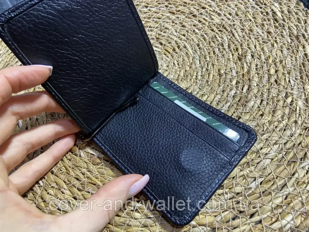 Тонкий кожаный зажим для денег на магнитах с монетницей Marco Coverna 22-124 Киев - изображение 7