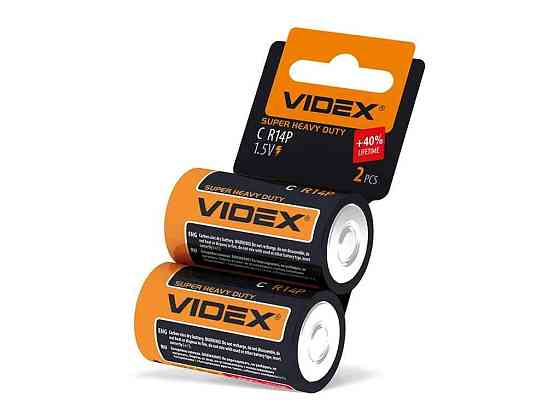 Батарейка солевая R14 2шт R14P/C SHRINK CARD /21155 ТМ VIDEX Solmir Киев