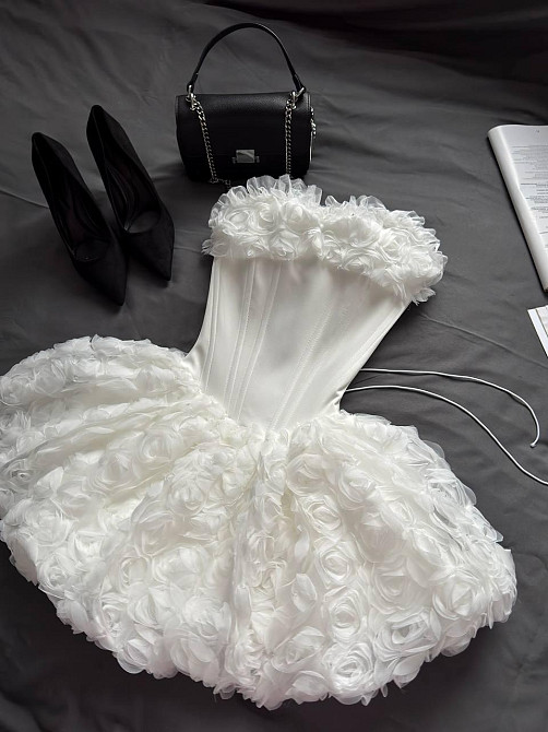 Женское стильное элегантное романтическое корсетное платье костюмное+фатин розы Молочный, 44/46 Одесса - изображение 4