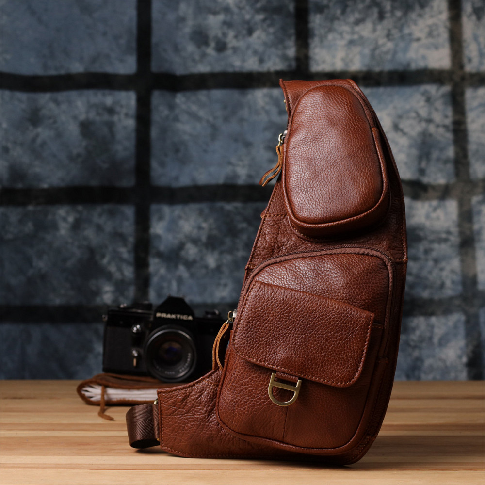 Мужская сумка через плечо из зернистой натуральной кожи Vintage 22966 Коричневый Киев - изображение 9