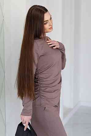 Женский базовый костюм с широкими штанами 