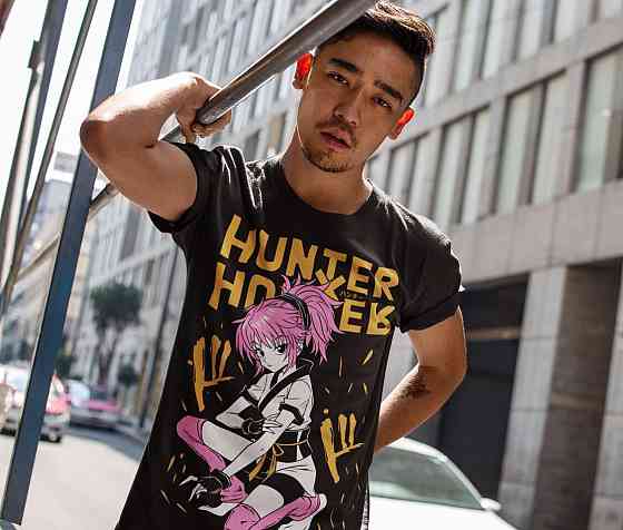 Футболка чоловіча з аніме принтом Мисливець × Мисливець оверсайз (S/M/L) Чорний AnimeJ1154 Дніпро
