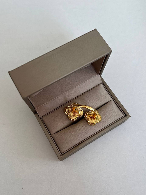 Van Cleef кільце позолота 18 К/спідниця зелене конюшина подвійне Одеса - фото 3