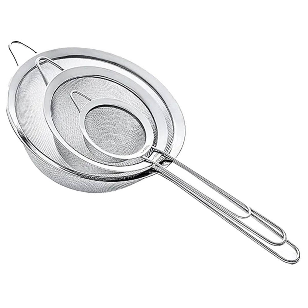 Zhongjing Набір ситечок 3 штуки для чаю, круп і борошна 8,10 і 12 см з нержавіючої сталі Срібля Коломыя - изображение 1