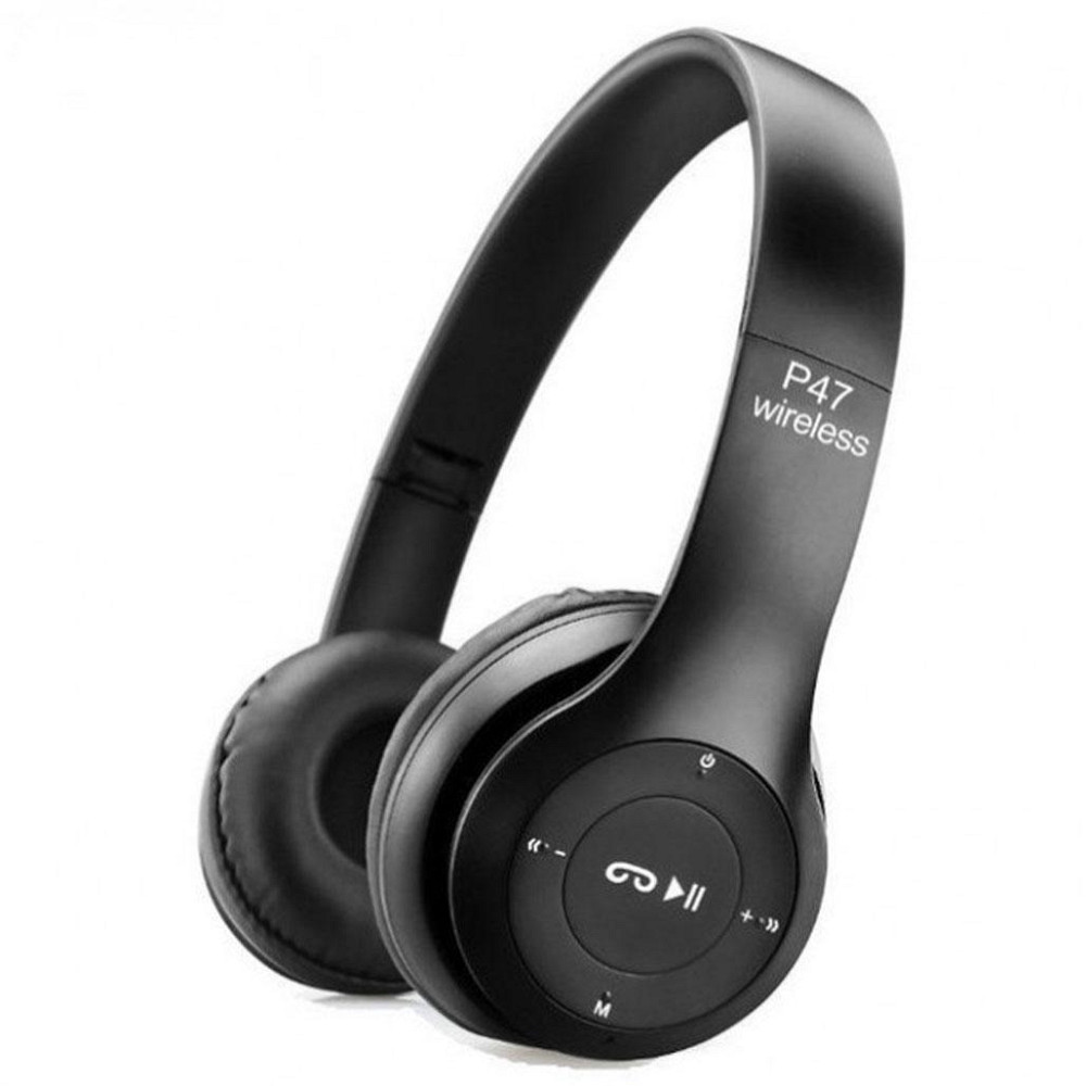 Бездротові Bluetooth навушники з мікрофоном та Mp3 плеєром, P47, Чорний / Стерео гарнітура / Накладні навушники блютуз Київ - фото 2
