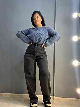 Джинси жіночі Its Basic 4133-71 Baggy jeans вільні утепленні байка висока посадка чорні, чорний, 34, 34, 76 см, 100 см Київ