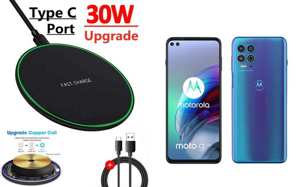 Бездротовий зарядний пристрій Copper до 30W для LG V30 V300L, LG V30+, USB-C, LED Київ - фото 1