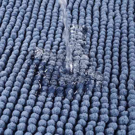 Коврик для ванны и душа из мягкого длинного ворса Bathlux 80*50 см нескользящий, прорезиненный Голубой Каменец-Подольский