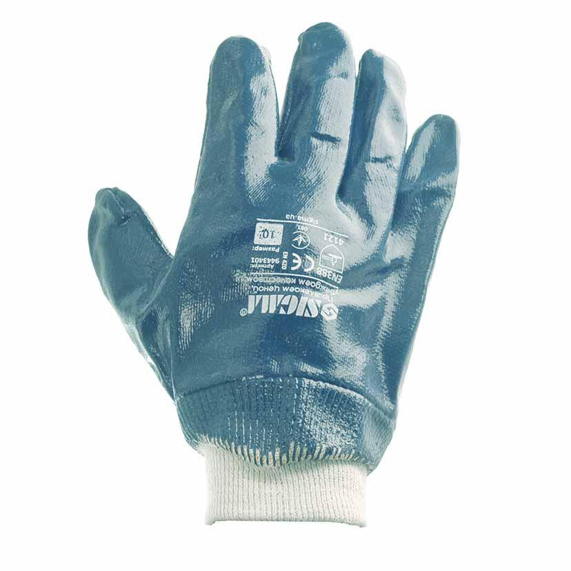 Рукавички трикотажні з нітриловим покриттям р10 (сині манжети) SIGMA (9443401) Київ - фото 8
