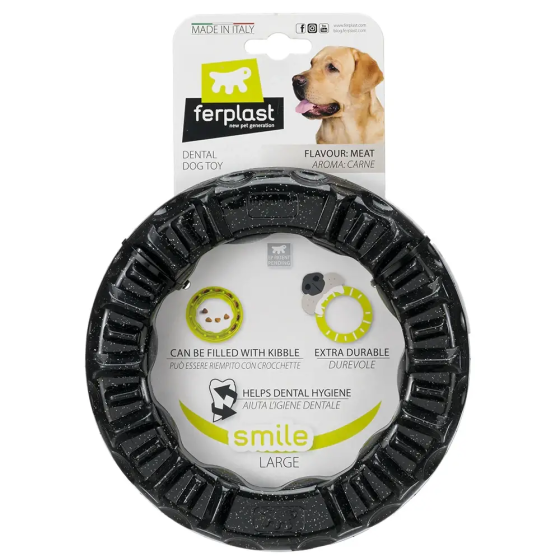 Жевательная игрушка для собак с кристаллами бикарбоната Ferplast Smile (Ферпласт Смайл) Ø 20 x 3,9 cm - L, Черный Запорожье