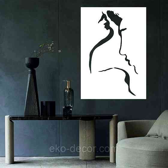 Декоративное настенное Панно «Силуэт пары», Декор на стену 70*49 см, Белый Киев