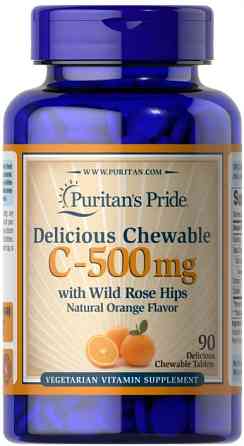 Вітамін С з шипшиною Puritan's Pride Vitamin C 500 мг 90 жев таб апельсин Київ