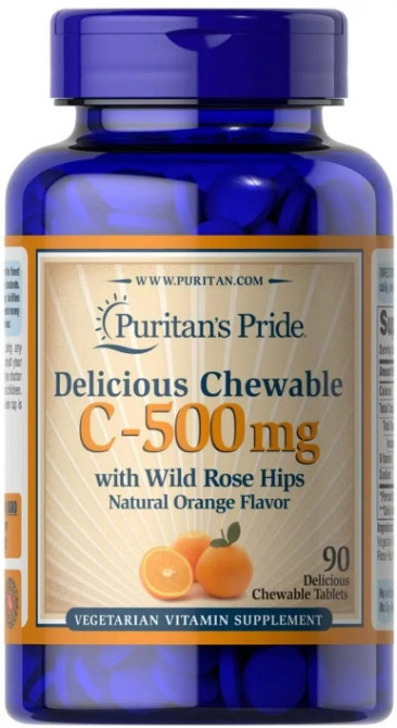 Витамин С с шиповником Puritan's Pride Vitamin C 500 мг 90 жев таб апельсин Киев - изображение 1