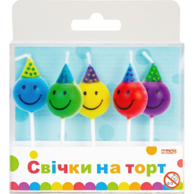 Свеча Maxi Смайлики 5 шт на торт (MX629083) Винница - изображение 1