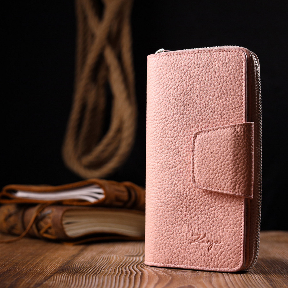 Зручний вертикальний жіночий гаманець з натуральної шкіри (KARYA) Київ - фото 3