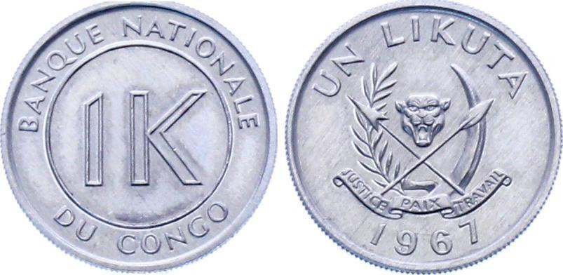 Congo Конго - 1 Likuta 1967 UNC Полтава - фото 1