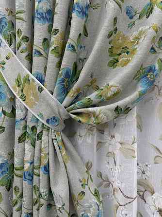 Комплект штор VR-Textil Лен Прованс 150х270 2шт и Тюль 400х270 2082ш-1908т Разноцветный 71-211/3 Киев