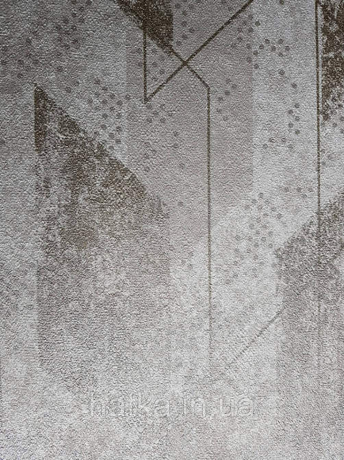 Шпалери вінілові на флізелін GranDeco Dorina метрові геометрія смуги фігури золотом на пісочно бежевому Київ - фото 1