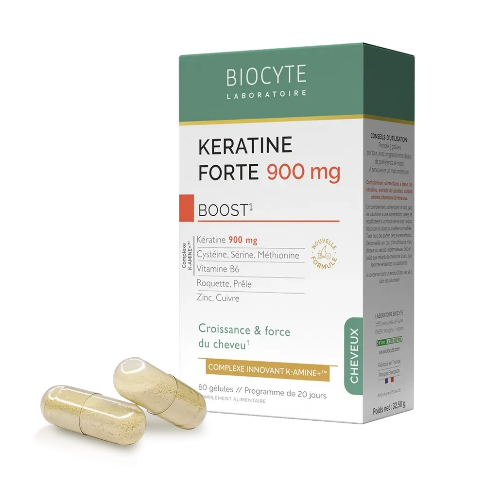 Biocyte KERATINE FORTE 900MG BOOST PACK K-Amine Укрепляет и помогает отрастить длинные волосы, 60 капсул Днепр - изображение 1