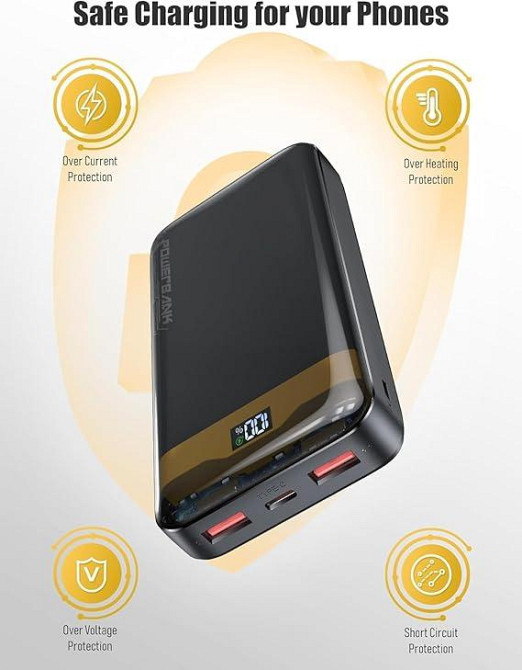 Power Bank 36000 мА·ч, быстрая зарядка 22,5 Вт, PD 20 Вт, QC 3.0, USB-C, цифровой дисплей Киев - изображение 3
