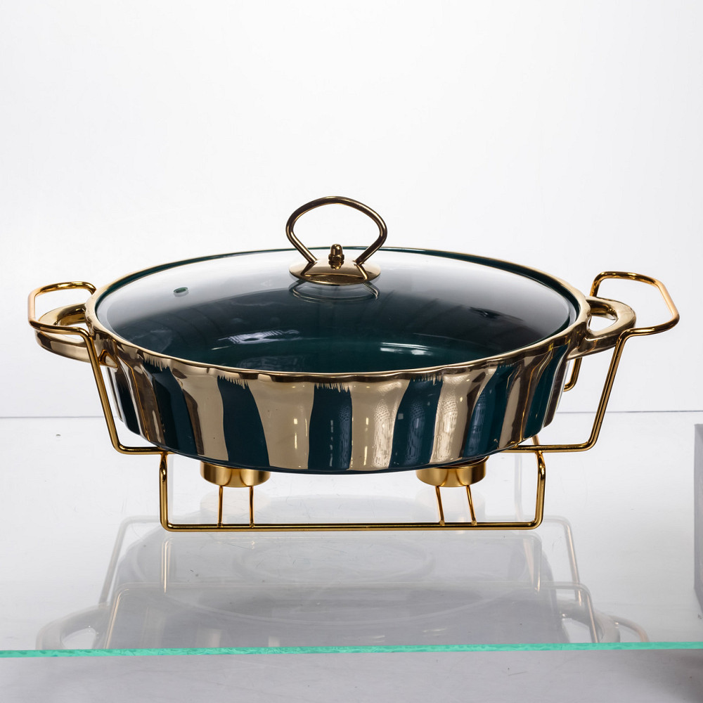 Марміт порцеляновий настільний овальний 1,5 літра мармітниця з підігрівом JY-6 Коломия - фото 1