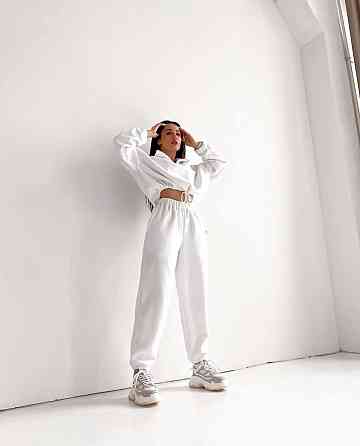 Жіночий теплий прогулянковий костюм двійка з двостороннього щільного флісу Білий, 42/44 Одеса