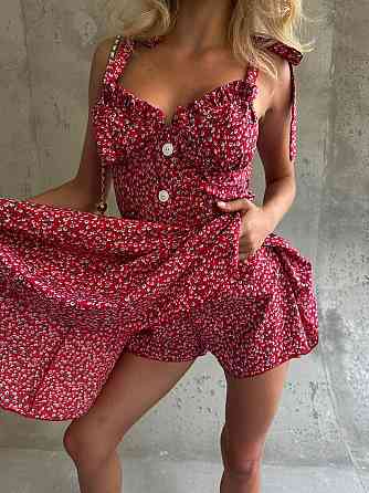 Жіночий романтичний мінікомбінезон у квітковий принт супер софт Червоний, 42/44 Одеса