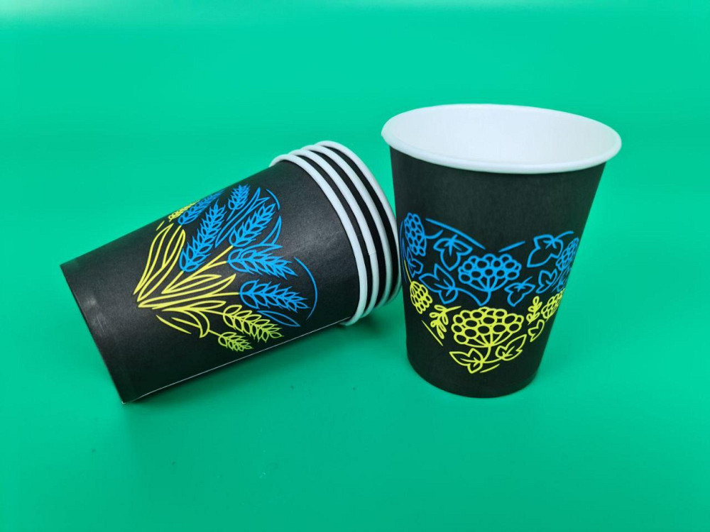 Паперові склянки кольорові 175 мл "Українське серце" Маестро (50 шт.) Харків - фото 1