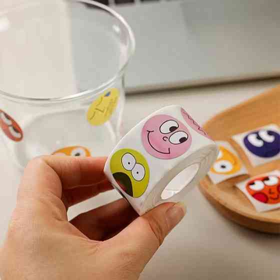 Набір круглих стікерів «Настрій» – 500 шт, 8 дизайнів, для пакування та щоденників Київ