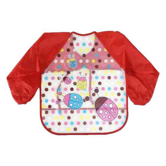 Слинявчик з рукавами "Сонечка" MGZ-0610-2 червоний, клейончатий, на зав`язках Вінниця