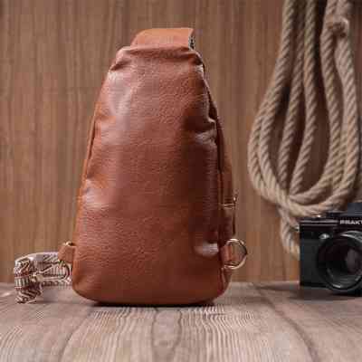 Сумка Vintage Жіноча через плече з екошкіри з акцентом на текстильну лямку Руда (22780) Вінниця