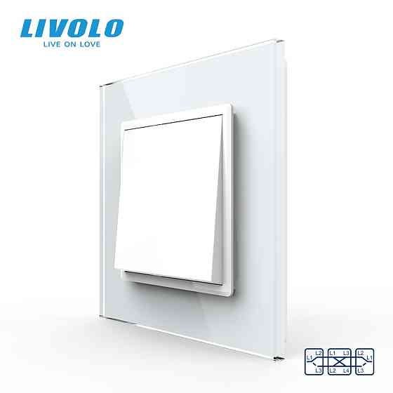 LIVOLO Одноклавішний перехресний вимикач Livolo білий скло (VL-C7FCMM10A-2WP) Коломыя