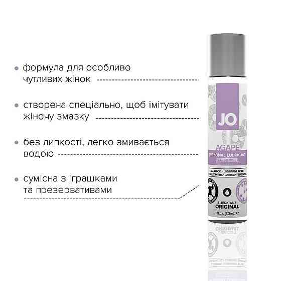 Смазка на водной основе JO AGAPE — ORIGINAL (30 мл) без глицерина, гликоля и парабенов Sex Aura Киев