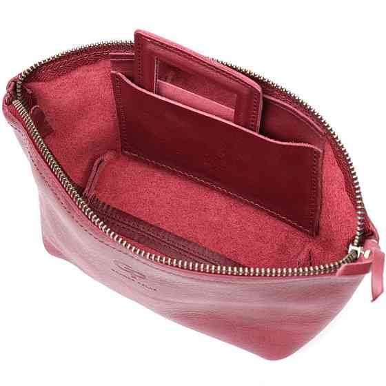 Удобная женская кожаная косметичка GRANDE PELLE 16792 Бордовый Киев