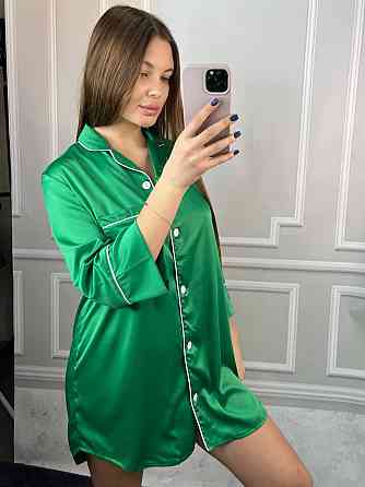 Женская ночная рубашка удлиненная шелковая Зелёный S Харьков