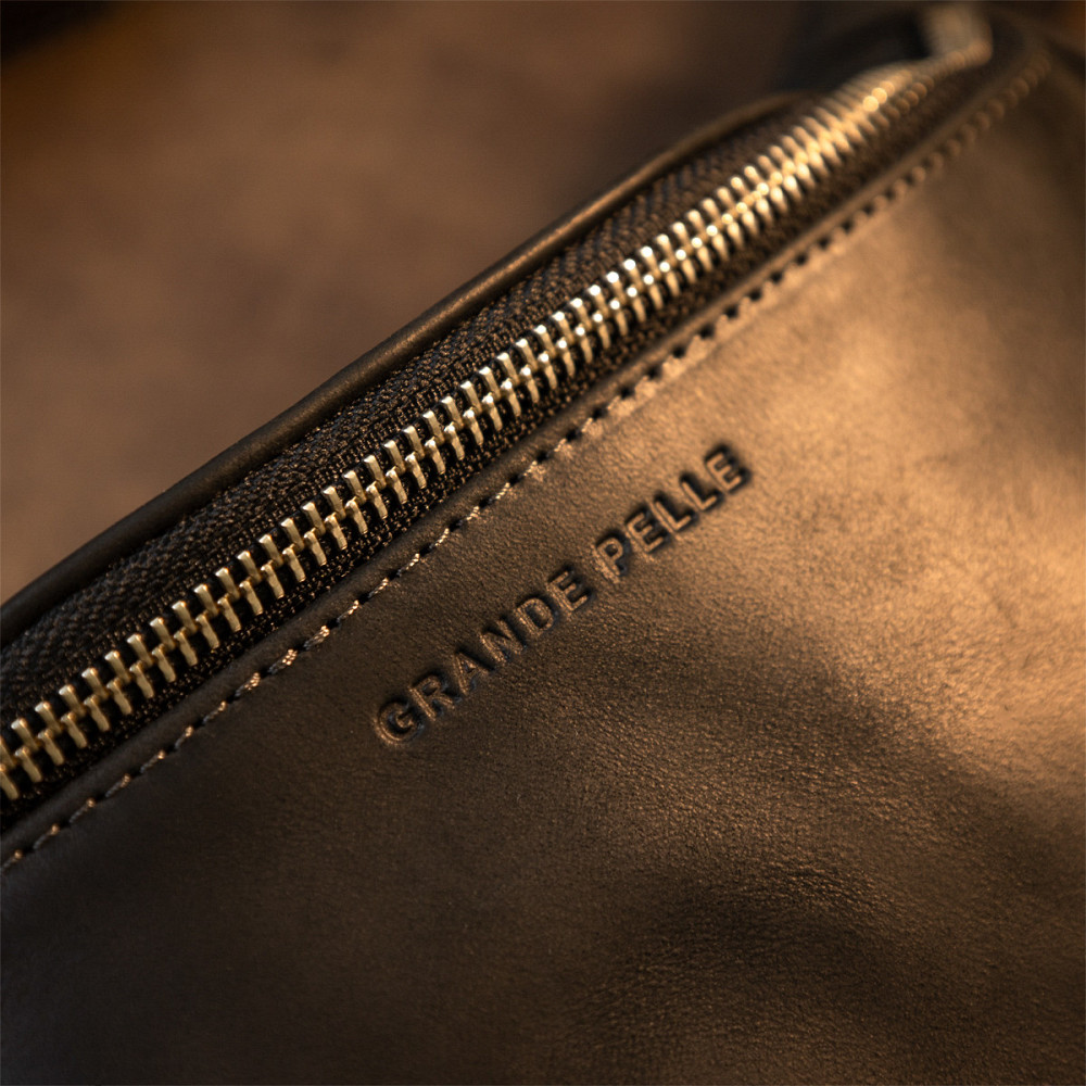 Бананка поясная унисекс винтажная Черная (GRANDE PELLE) Киев - изображение 4