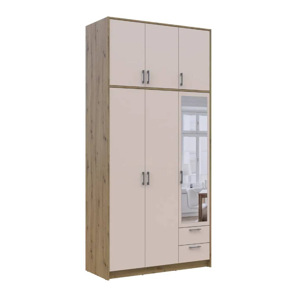 Шафа для одягу Doros Ронді з високою антресоллю і дзеркалом Дуб Артизан/Кашемір 3 ДСП 121х52х260 (DRS-011876) Львів - фото 7