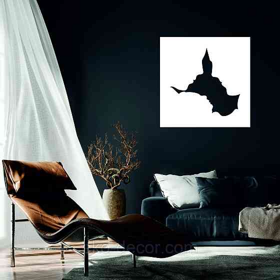 Декоративне настінне 3D Панно «Силует пари», Декор на стіну з об'ємом 70*70 см, Білий Київ