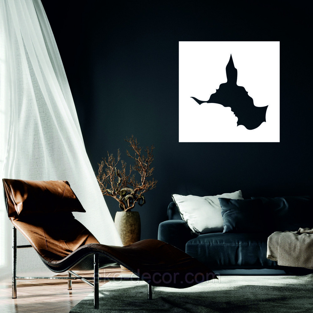 Декоративне настінне 3D Панно «Силует пари», Декор на стіну з об'ємом 70*70 см, Білий Київ - фото 1