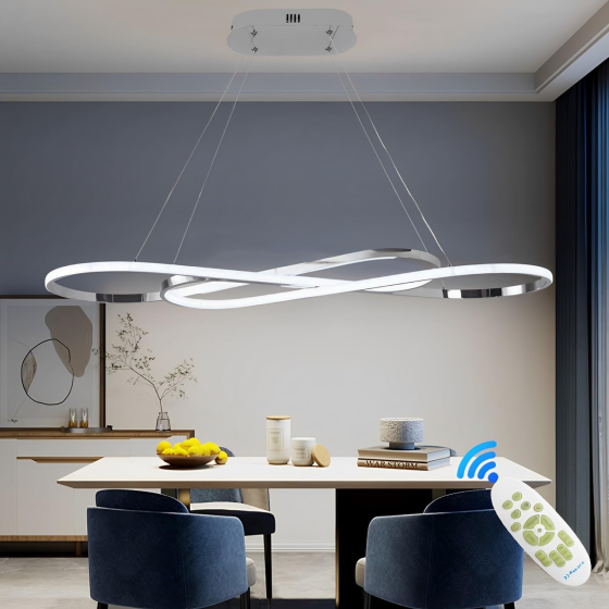 Светодиодная люстра Цяомао Infinity 57W: Серебристая восьмерка, 3840Lm, Dimmer, пульт ДУ, регулируемая высота до 200 см Киев